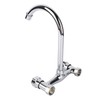 Wall Mount Kitchen Stainless Steel Smooth Surface 2 Handles Faucet