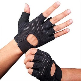 Guantes de gimnasia para hombres y mujeres entrenamiento deportivo Almohadillas de silicona transpirables con medio dedo Protección antideslizante para el levantamiento de pesas, flexiones, ciclismo