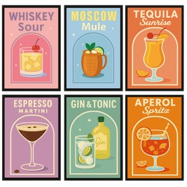 Eroionet Set of 6 Paint by Numbers for Adults - Cocktail Motifs DIY Oil Painting on Canvas with Brushes & Acrylic Paints, Without Frame (20 x 30 cm), Individually Packed, for Home Decoration