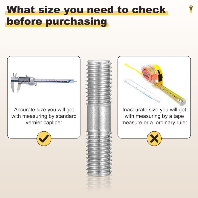 METALLIXITY Double End Threaded Stud Screw(M14 x 60mm) 2Pcs, Equal