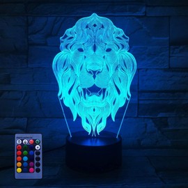 Kreative 3D Löwe Nacht Licht Lampe USB Power 7/16 Farben Fernbedienung Optical Illusion 3D LED Lampe Formen Kinder Schlafzimmer Geburtstag Weihnachten Geschenke