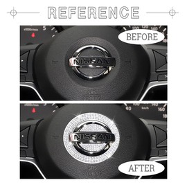 1797 for Nissan Rogue Accessories Sentra Altima Maxima Pathfinder Murano Versa Kicks Car Bling Steering Wheel Emblem Logo Cap Ring Sticker Glitter Crystal Women Men Pack of 3