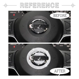 1797 for Nissan Rogue Accessories Sentra Altima Maxima Pathfinder Murano Versa Kicks Car Bling Steering Wheel Emblem Logo Cap Ring Sticker Glitter Crystal Women Men Pack of 3