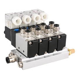 Baomain Solenoid Valve 4V210-08 AC 110V PT1/4 2 Position 5 Way 4 Pneumatic with Manifold Base
