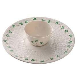 Belleek Shamrock Chip & Dip Set, Fine Parian China
