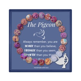 LINY Natural Stone Bead Amethyst Dove Bracelet, Peace Dove Bracelets For Women Peace Lovers Gifts (Dove Bracelet-Colorful)