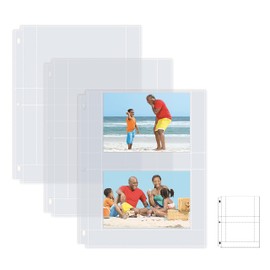 Photo Album Refill Sheets, 4 x 6 Inch, Heavyweight, Diamond Clear 3 Ring Photo Binder Page Refills, by Better Office Products, 100 Total Photos, Each 2-Pocket Sheet Holds Up to 4 Photos (25 Pack)