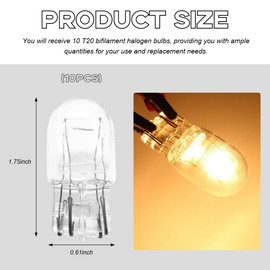 FSTURIOS 10PCS T20 Car Flat Foot Mini Light, 168 192 12V 5W Low Power Halogen Width Indicator Light, Waterproof Quartz Glass Instrument Light Flat Foot Vehicle Turn Signal Bulb