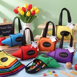 Bulyoou 24 Pcs Back to School Gift Bags Crayon Goodie Bags Teacher Gift Preschool Kindergarten Goodie Bag Classroom Party Favors for First Day of School Classroom Birthday Teacher Party Decoration