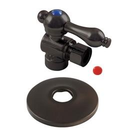 Kingston Brass CC43205K 1/2-Inch Sweat x 3/8-Inch OD Comp Quarter-Turn Angle Stop Valve with Flange, Oil Rubbed Bronze