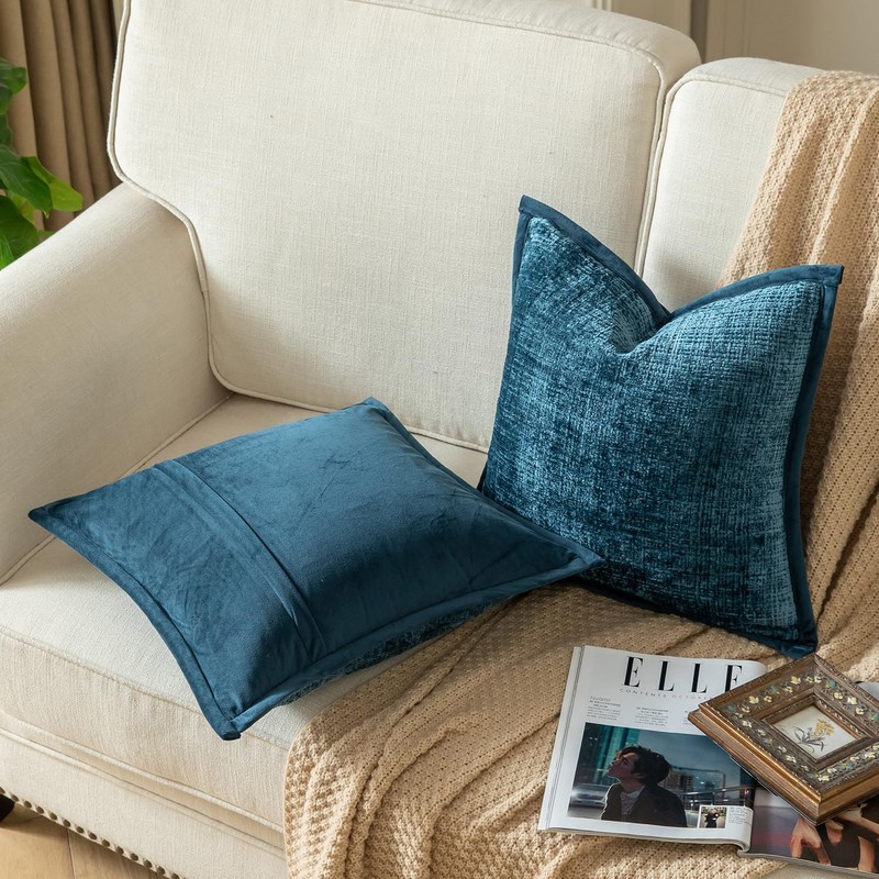 YAERTUN Pack of 2 Chenille Textured Decorative Cushion Covers Accent