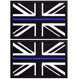 AXEN British Union Jack Patch Blue Line United Kingdom Flag Patch British Union Patches Tactical Patches Hook and Loop Applique for Military Uniform Tactical Bag Jacket Hat, 2pcs