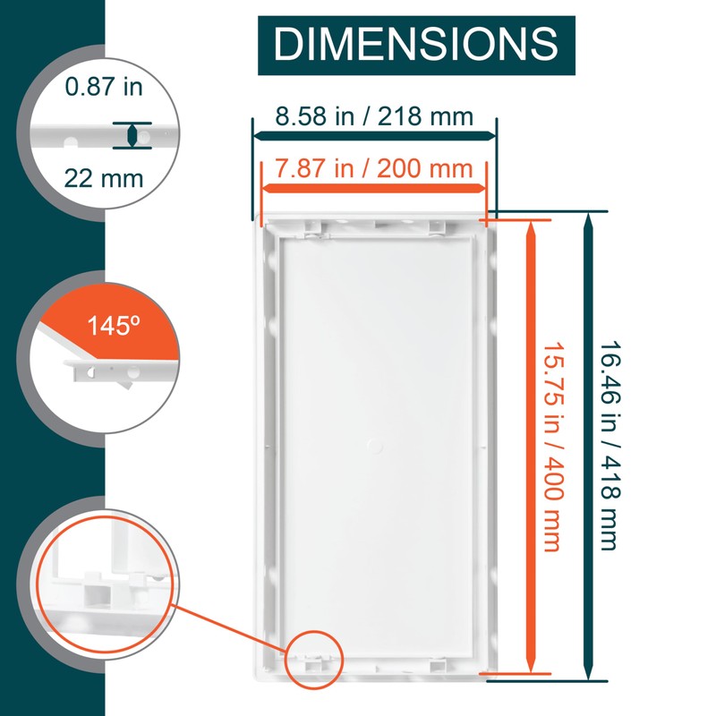 ECOPRO VENT 8" x 16" White Plastic Access Panel. Service