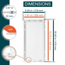 8" x 16" White Plastic Access Panel. Service Shaft Door Panel. Plumbing, Electricity, Heating, Alarm Wall Access Panel for Drywall. Bathroom Services Access Hole Cover.