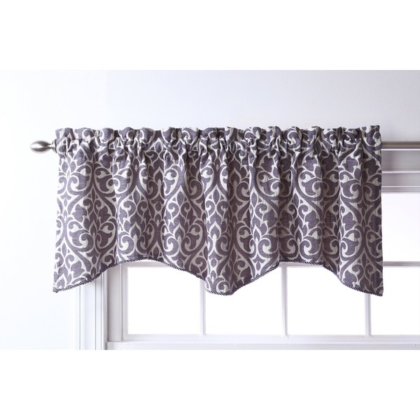 Stylemaster Bryce Chenille Scalloped Cording, 55 in x 17 in | Valance, Pewter