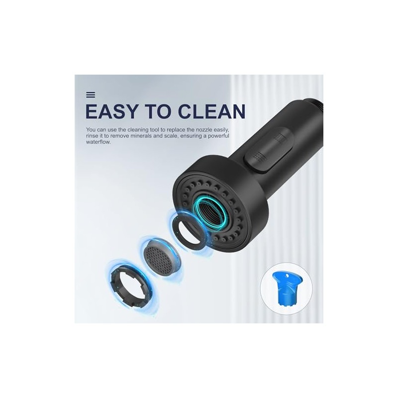 Black Kitchen Faucet with Pull Down Sprayer, High Arc Spring
