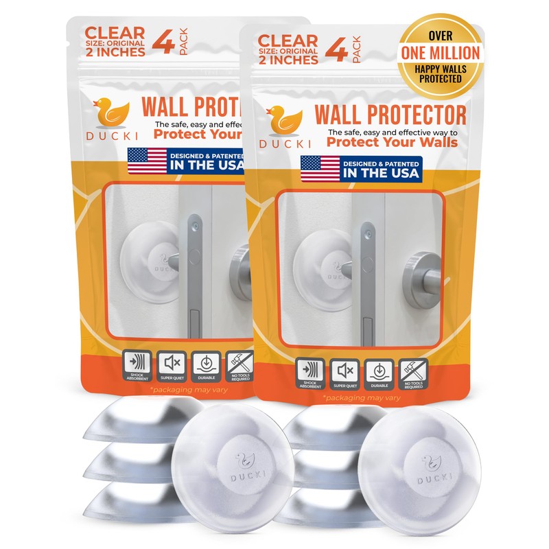 Ducki Door Stop Wall Protectors, 8 Pack Clear, Self Adhesive