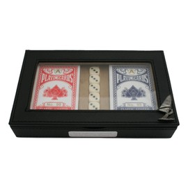 Gamekeepers Cottage gifts Wind Surfing Playing Cards and 5 Dice in Black PU Case Poker Gift With Free Engraving 395 BR