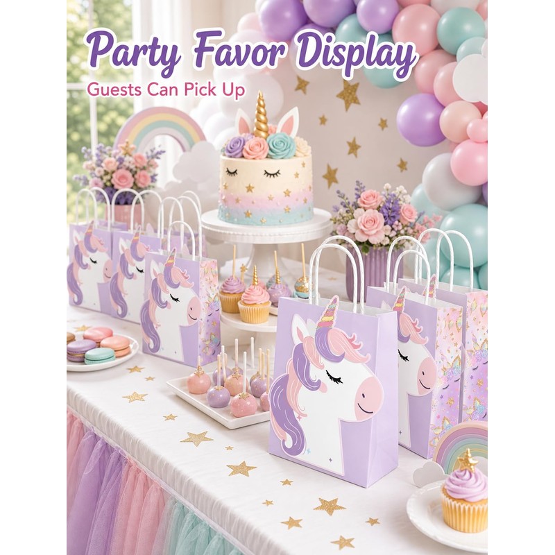 16 PCS Unicorn Party Favor Bags, Unicorn Birthday Gift Bags