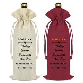 Coworker Leaving Gifts Goodbye Farewell Party Decorative Wine Bag Going Away Gift for Colleague Boss Co-worker Good Luck Gifts for New Job Friends Blessing Gift Last Day of Work Gift Wine Wrap Bag