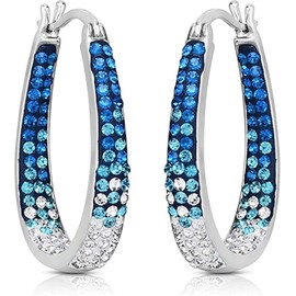 Aro graduado de vidrio austriaco chapado en plata, estilo degradado, color negro, Cristal, Cristal austriaco