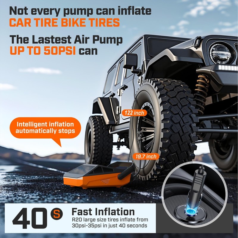 50PSI Paddle Board Electric Pump, Portable SUP Pump with Inflate