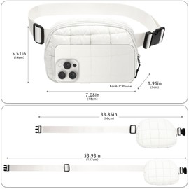 DOB SECHS Small Puffer Waist Bag for Women Crossbody Belt Bag Quilted Fanny Pack Cross Body with Adjustable Straps Lightweight Sling Bag, Beige