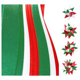 Red, Green, White Paper Strips for German, Froebel, Moravian Stars & Weaving (100 strips) (1/2 inch)