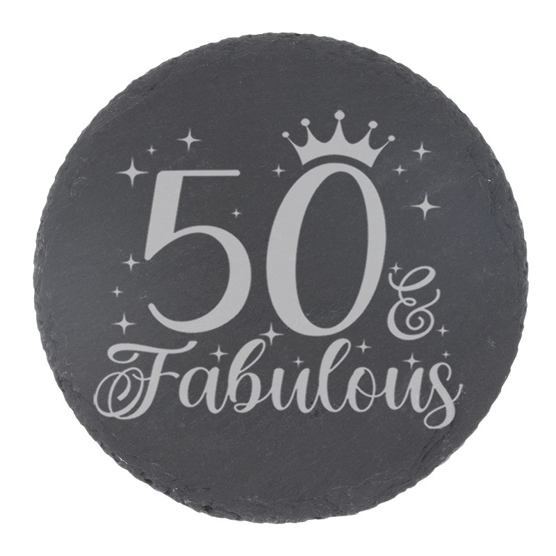 50th Birthday Gift for Women 50 & Fabulous Engraved Slate