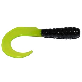 BIG BITE BAITS 3" CURL Tail GRUB/Black/Chartreuse Tail (10 Pack)