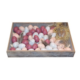 Heitmann Deco Easter Eggs with Feathers and Polka Dots for Hanging Up, Plastic Easter Decoration, Spring Decoration, Easter, Spring