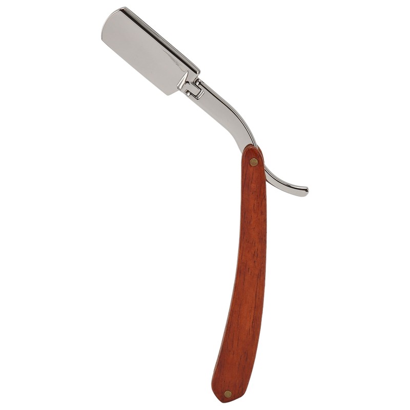 Folding Manual Straight Clipper Wooden Handle Barber Foldable Manual Beard