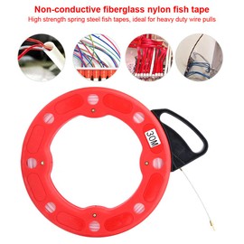 Fiberglass Nylon Fish Tape Reel Puller, Non Conductive Wire Pulling Tools with High Impact Case 4.0mm 30m
