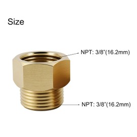 NACX Brass Pipe Fitting Adapter, 3/8" Male to 3/8" Female Thread, Garden Hose Connector, 8Pcs