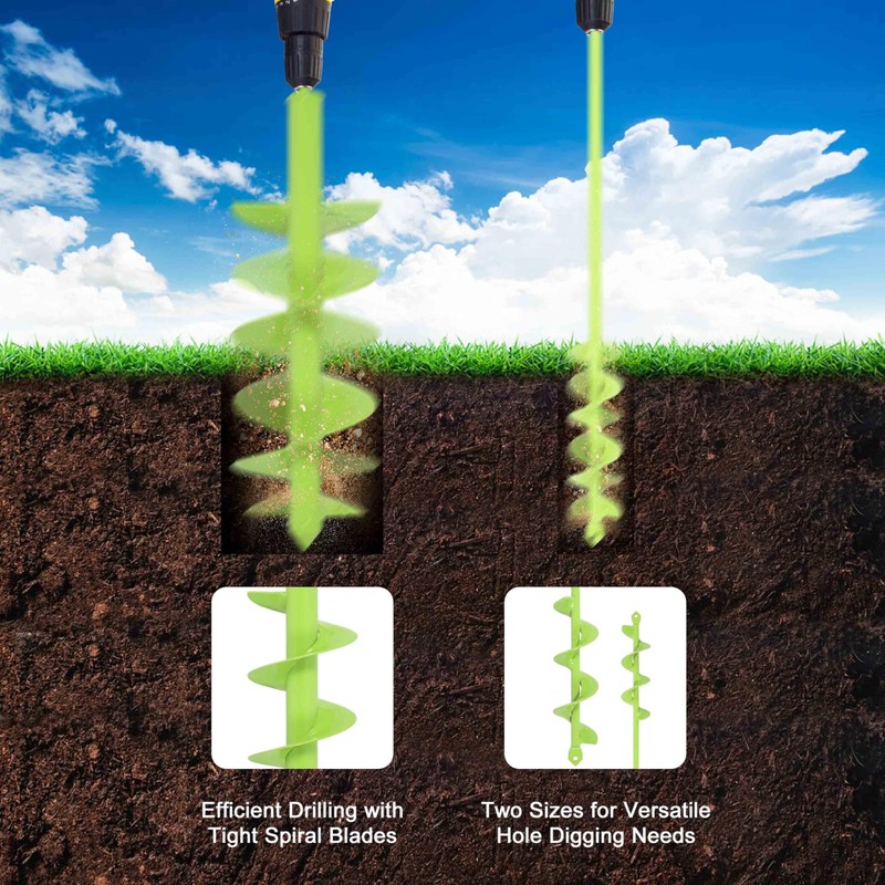 TCBWFY 2 Pack Garden Auger Drill Bit for Planting,3.5"x16" &