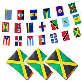 Caribbean 20 Countries Banner Flag String, 20 International Country Mini Flag Small Banner for Classroom, Party, Shops and Bars Decorations, Outdoor Decorations, Indoor Decorations (3 Pack)