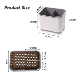 JAMAKALA Cutlery Drainer for Sink, Kitchen Utensil Holder, Chopsticks Storage Basket,Spoon Holder,Chopstick Holder,Fork Holder,Compartment Organiser (Grey)