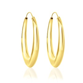 DTPsilver - Women's Thick Hoop Earrings 925 Sterling Silver Yellow Gold-Plated - Thickness 3.5-4.5 - 5.5-7.5 mm - Diameter: 15, 18, 24, 30, 40, 50, 60 mm, Sterling Silver