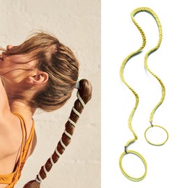 Rip Tie Hair Ties for Women, 25" Elastic No Tangle Spiral Hair Ties Damage-Free Ponytail Wrap Hair Bands for Thick Long Hair Motorcycle Hair Accessories for Sports- Bike Riding Swim Skiing-Yellow