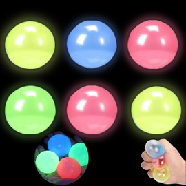 Glow in The Dark Sticky Balls-Luminous Stress Relieving Balls Fun Decompression Fidget Toy,Adult Stress Balls,Children's Autism Stress Relief Toys(6Pcs)