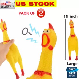 Unbranded Rubber Screaming Chicken Toy Rubber Squawking Fun Dog Toy,Large 15" & Medium 11" - Large( Pack of 2)