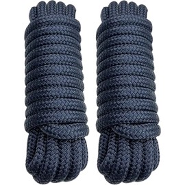 PACTHSD Double Braid 5/8" x 15' Boat Dock Lines (2-Pack) – Nylon Boat Ropes for Docking with 15" Spliced Eye – Heavy Duty Marine Rope – Soft & Durable Boat Lines for Pontoon and Light Boat (Navy Blue)