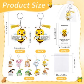 EoBeCy Cute Animal Keychains Gifts: 10 Pcs Positive Appreciation Gifts Bulk for Coworkers Employee