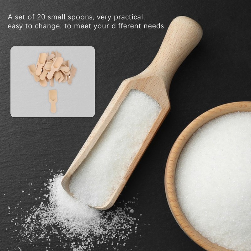 20Pcs Wooden Spoons Wooden Kitchen Scoops Small Unpainted Wood Spoon