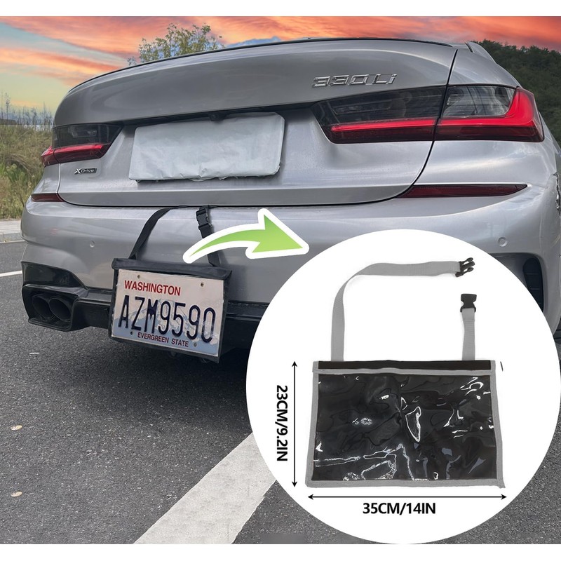 License Plate Holder with Hanging Strap, Test Drive Tag Bag,