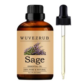 Wuvezrub Sage Essential Oils Organic, 120ML Pure and Natural Sage Essential Oil for Aromatherapy Diffuser - Sage /4 Fl Oz