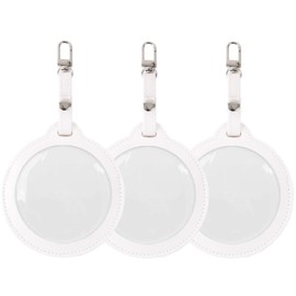 3 Pcs PU Leather Can Badge Cover Key Holder Transparent Protective Cover High Transparency Anti-Scratch Collection Display Storage Pain Bag Perfect for Picture Frame Round Badge 2.3-3.0 inches (58-75