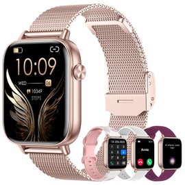 Smart Watch for Women (Answer/Make Calls),1.83" Touch Screen Fitness Tracker with 4 Bands, Heart Rate/Sleep/Step Tracking, 100+ Sports Modes Smartwatches for Android iOS (Rose Gold)