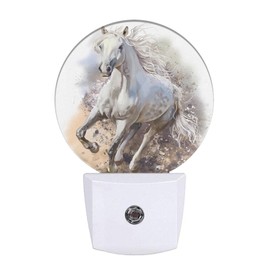 EKOBLA Running Horse LED Night Light Horse Dramatic Sunset Sky Dusk to Dawn Plug-in Nightlights Auto Sensor for Home Indoor Bathroom Hallway Kitchen