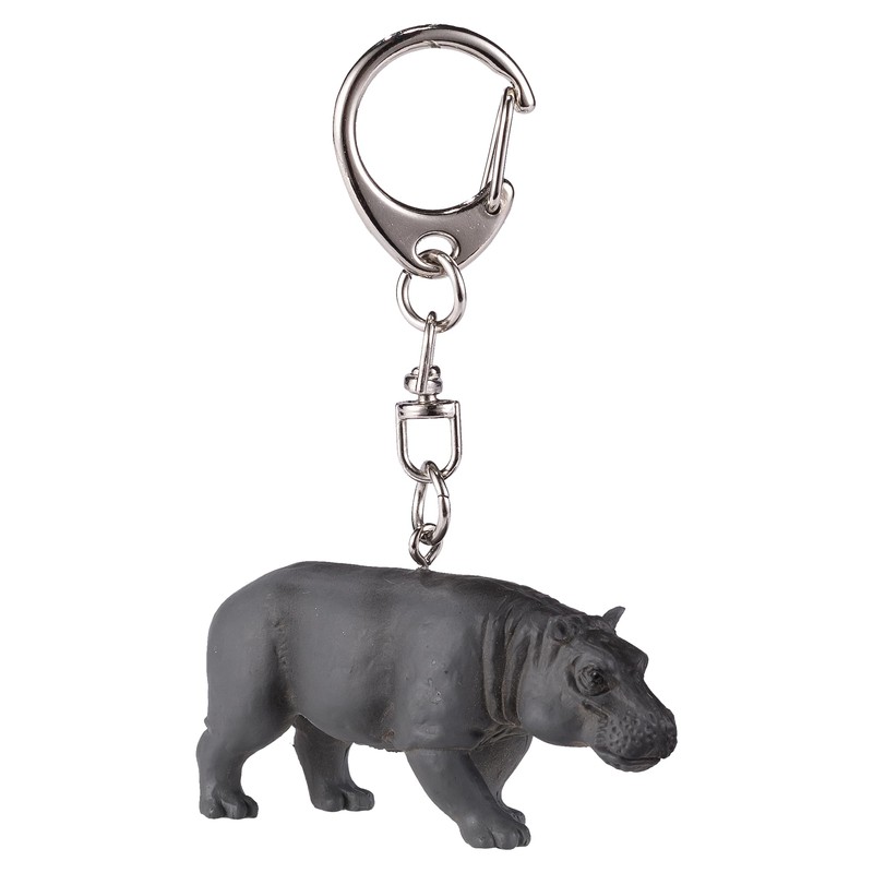Mojo 387489 Hippo Animal Figure Keychain, gray
